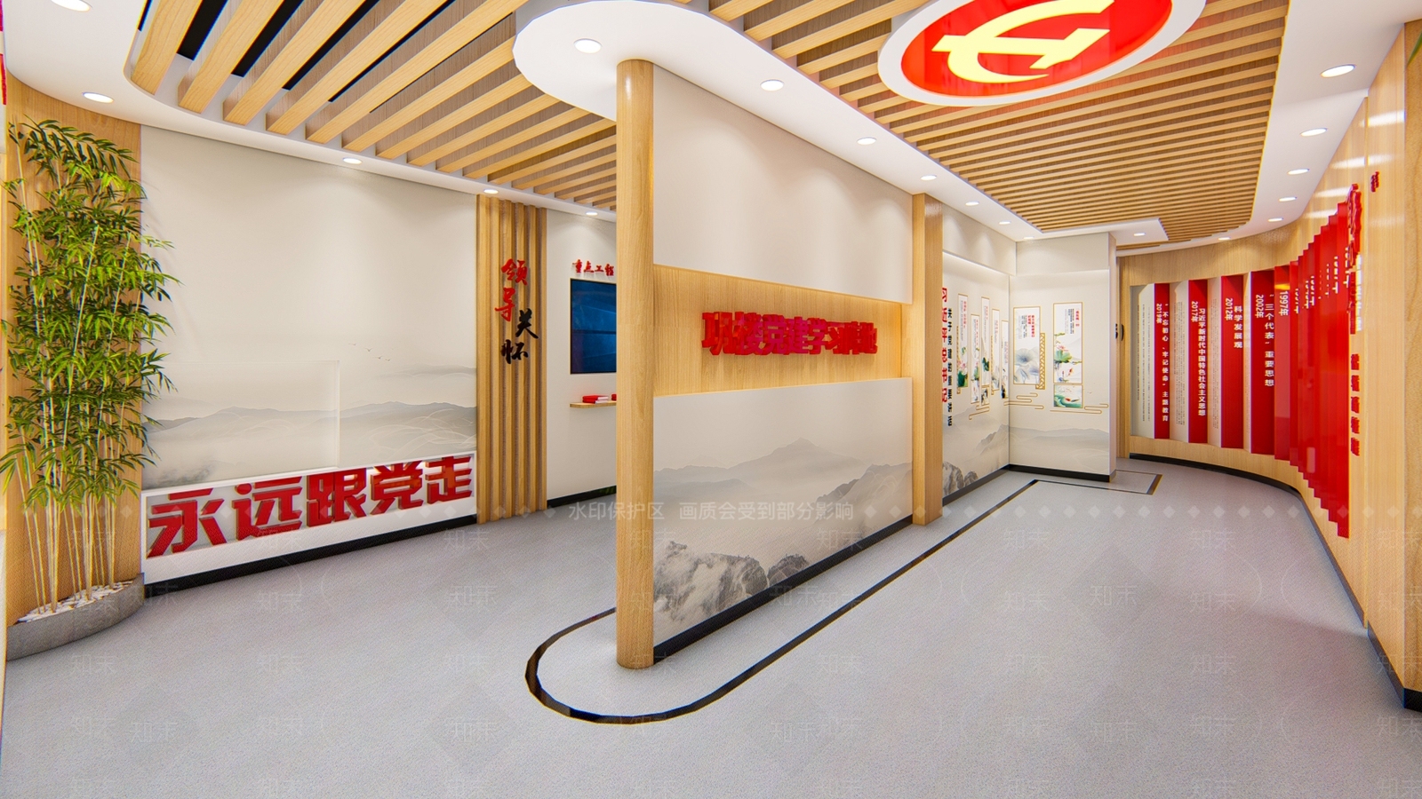 现代党建展厅SU模型下载【ID:1124811996】