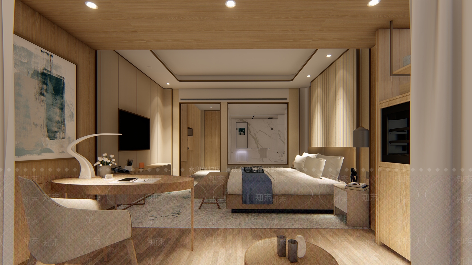 现代酒店客房SU模型下载【ID:1124428890】
