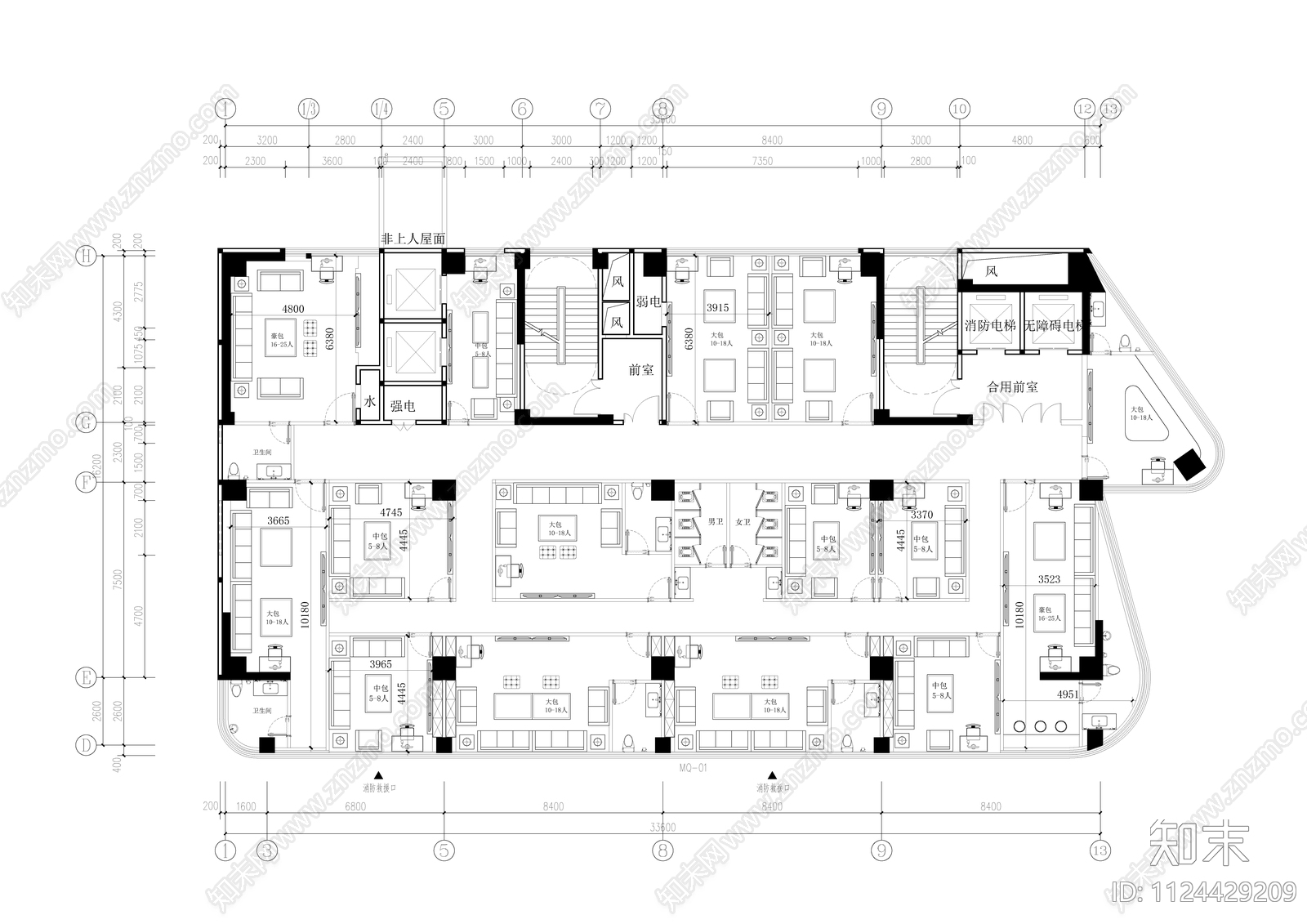 KTV平面方案施工图下载【ID:1124429209】