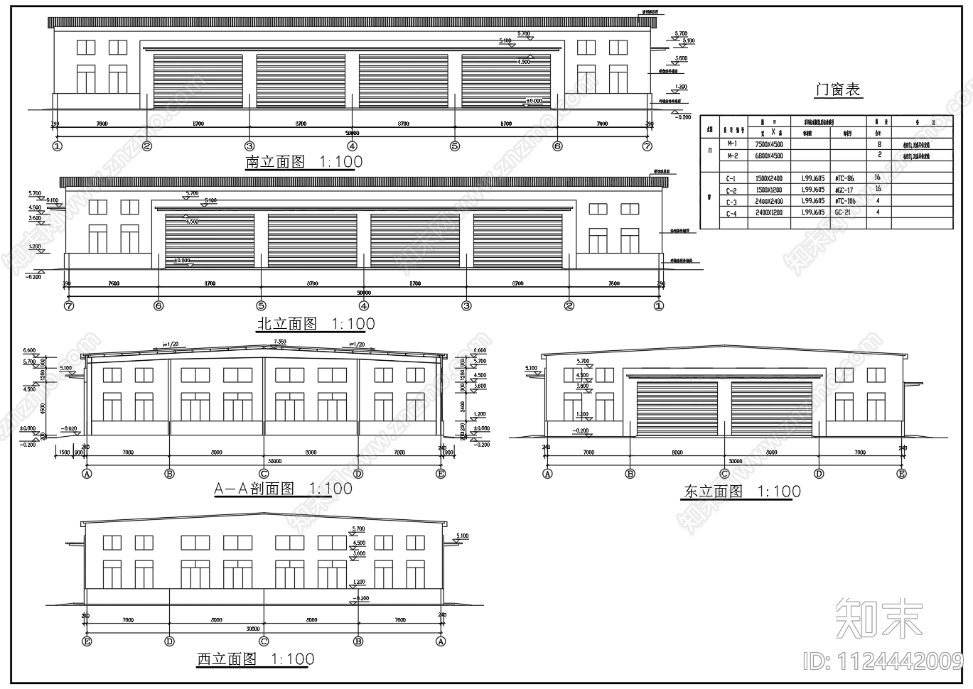 30米跨单层轻钢结构车库建筑结构设计施工图下载【ID:1124442009】