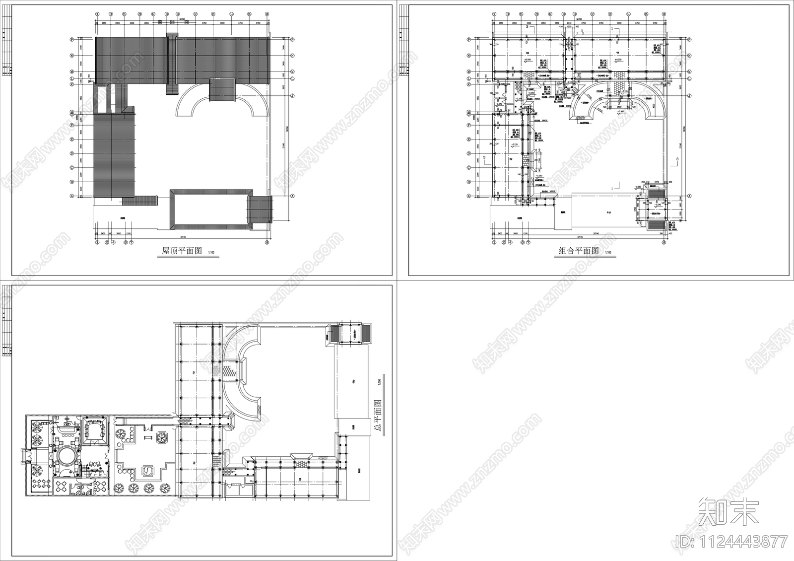 中式民居四合院建筑施工图cad施工图下载【ID:1124443877】