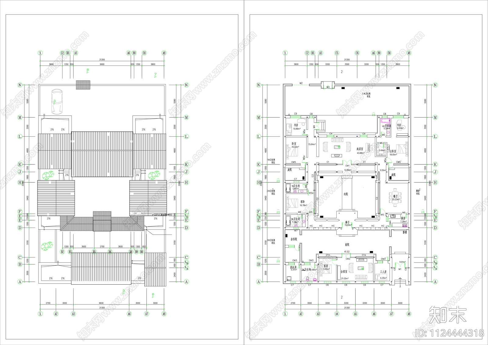 中式四合院建筑施工图cad施工图下载【ID:1124444318】