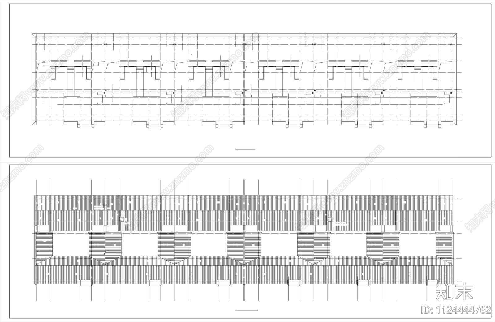 中式现代四合院建筑施工图cad施工图下载【ID:1124444762】