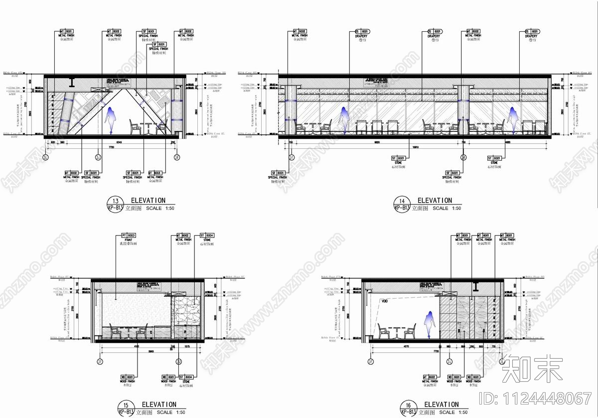 280㎡行政酒廊酒馆CAD施工图cad施工图下载【ID:1124448067】