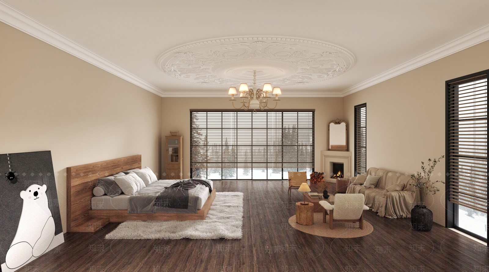 美式民宿客房3D模型下载【ID:1124450036】