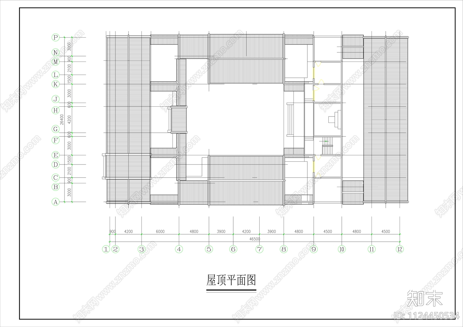 中式四合院建施平面图cad施工图下载【ID:1124450534】