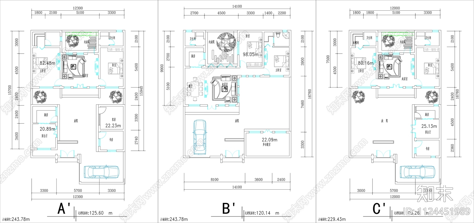 现代别墅一层平面cad施工图下载【ID:1124451989】