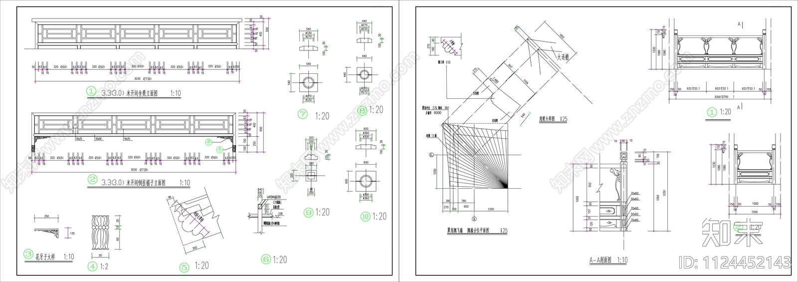 中式四合院建筑施工图纸cad施工图下载【ID:1124452143】