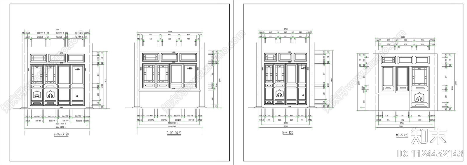 中式四合院建筑施工图纸cad施工图下载【ID:1124452143】