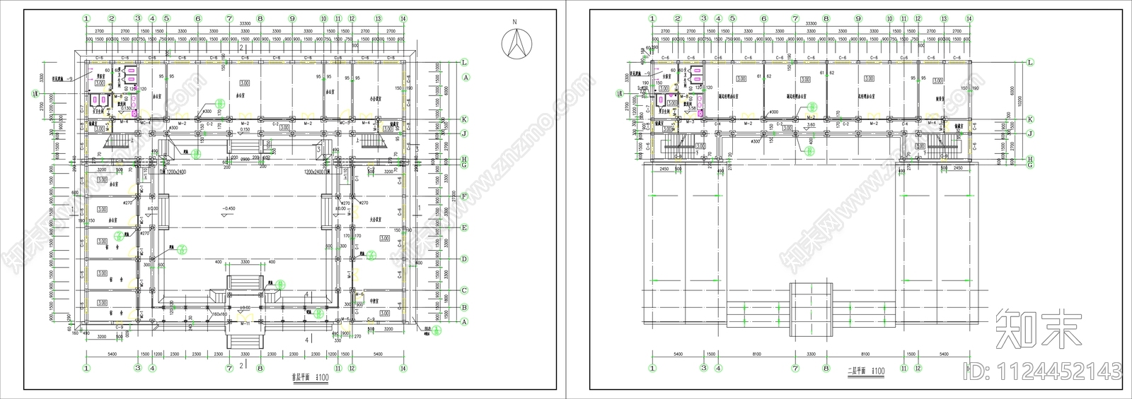 中式四合院建筑施工图纸cad施工图下载【ID:1124452143】