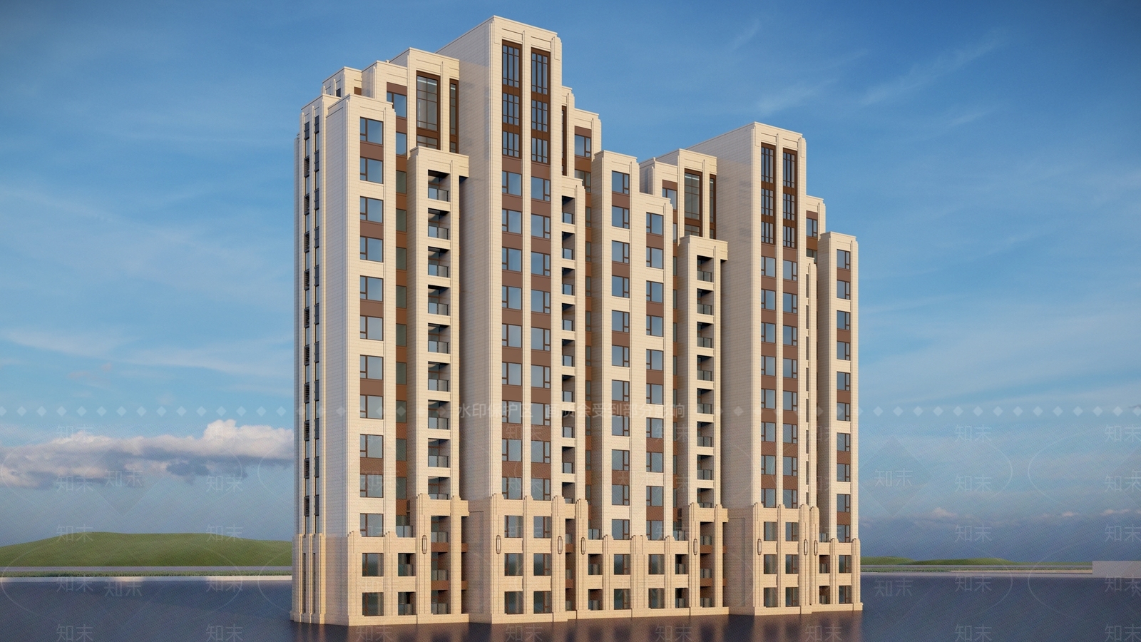 现代高层住宅建筑SU模型下载【ID:1124452606】
