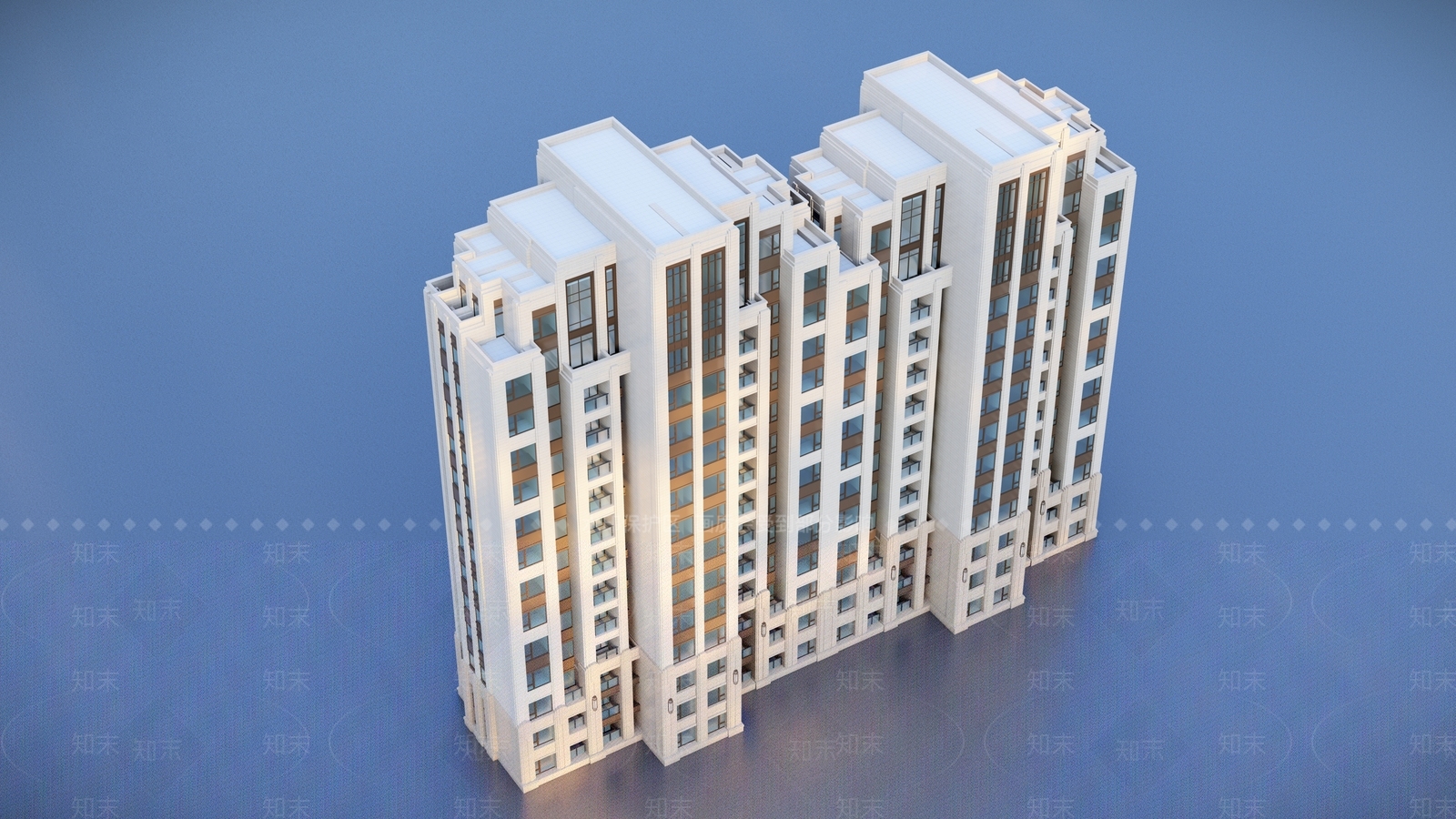 现代高层住宅建筑SU模型下载【ID:1124452606】
