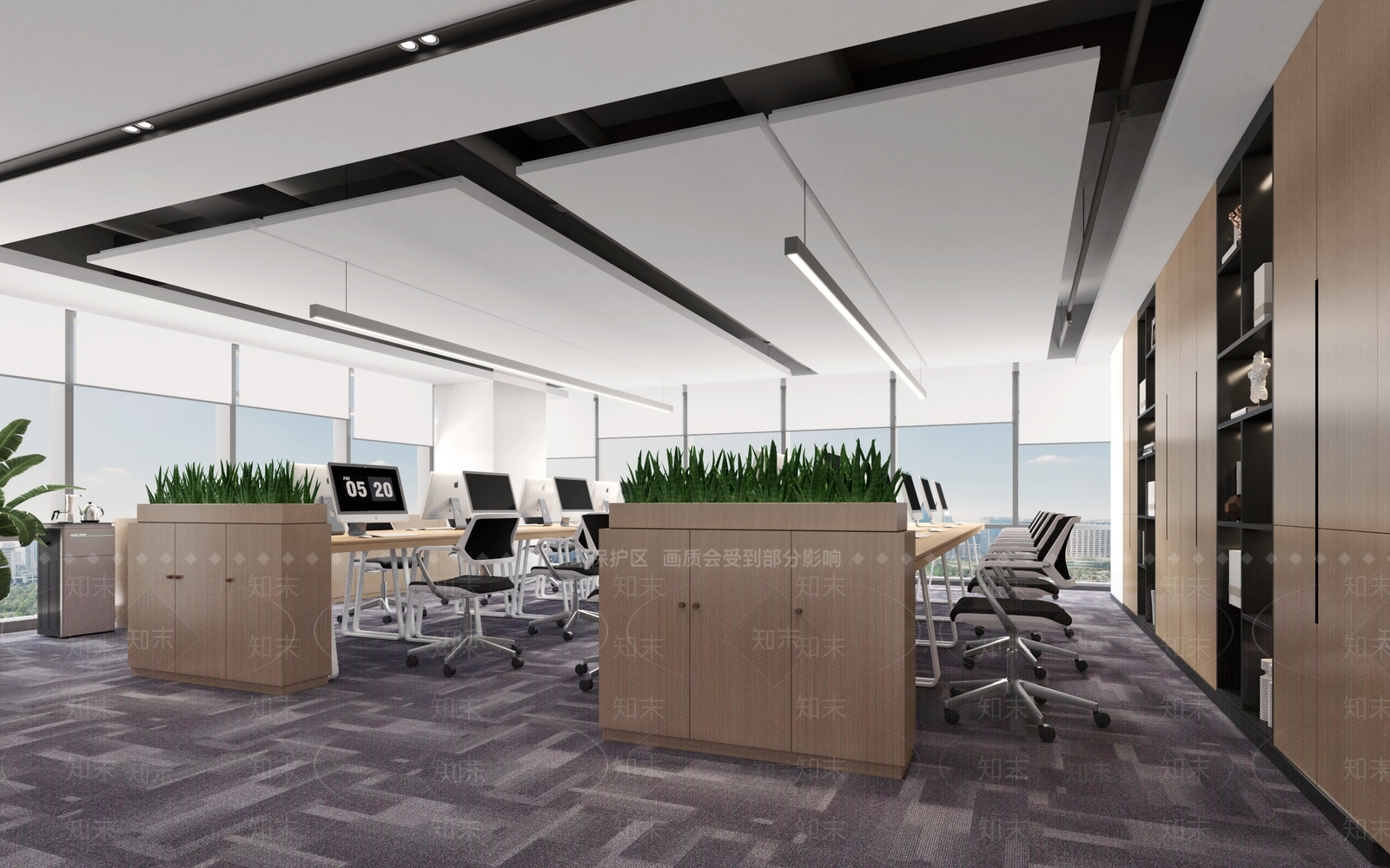 现代开敞办公区3D模型下载【ID:1124466117】_知末3d模型网