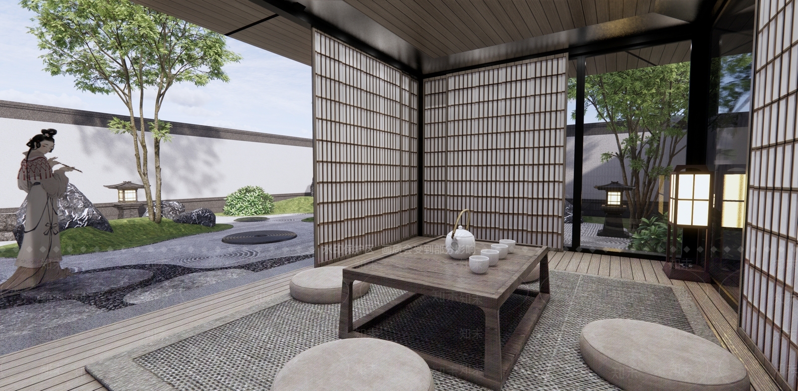 日式居家庭院3D模型下载【ID:1124466335】_知末3d模型网