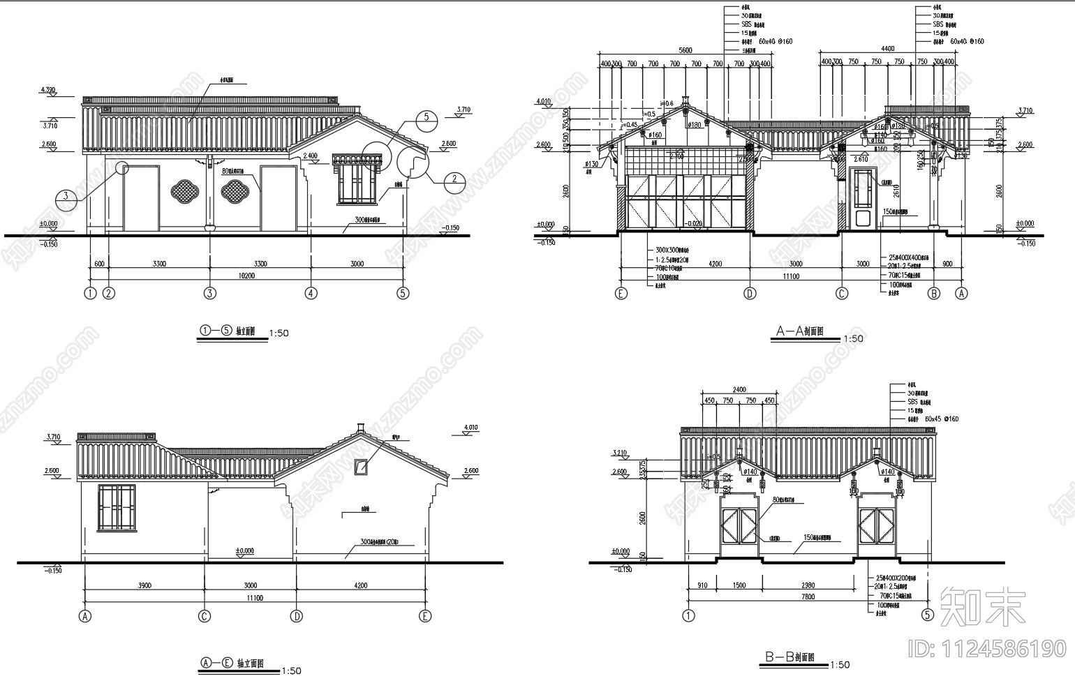 四合院式厕所建筑施工图下载【ID:1124586190】