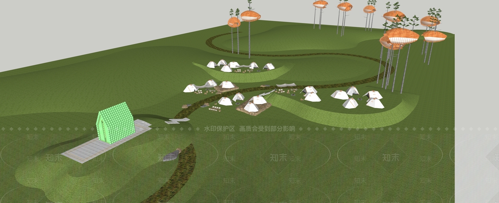 现代公园景观SU模型下载【ID:1124470892】