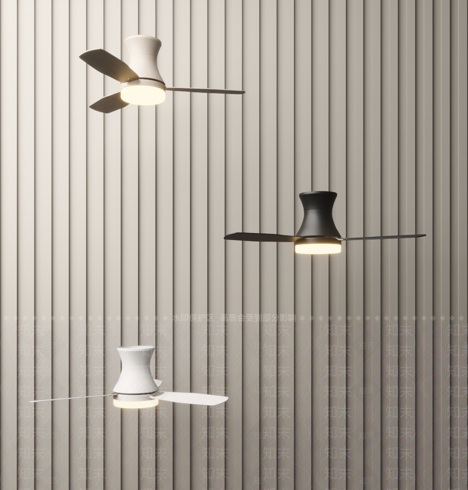 现代风扇吊灯3D模型下载【ID:1124480262】