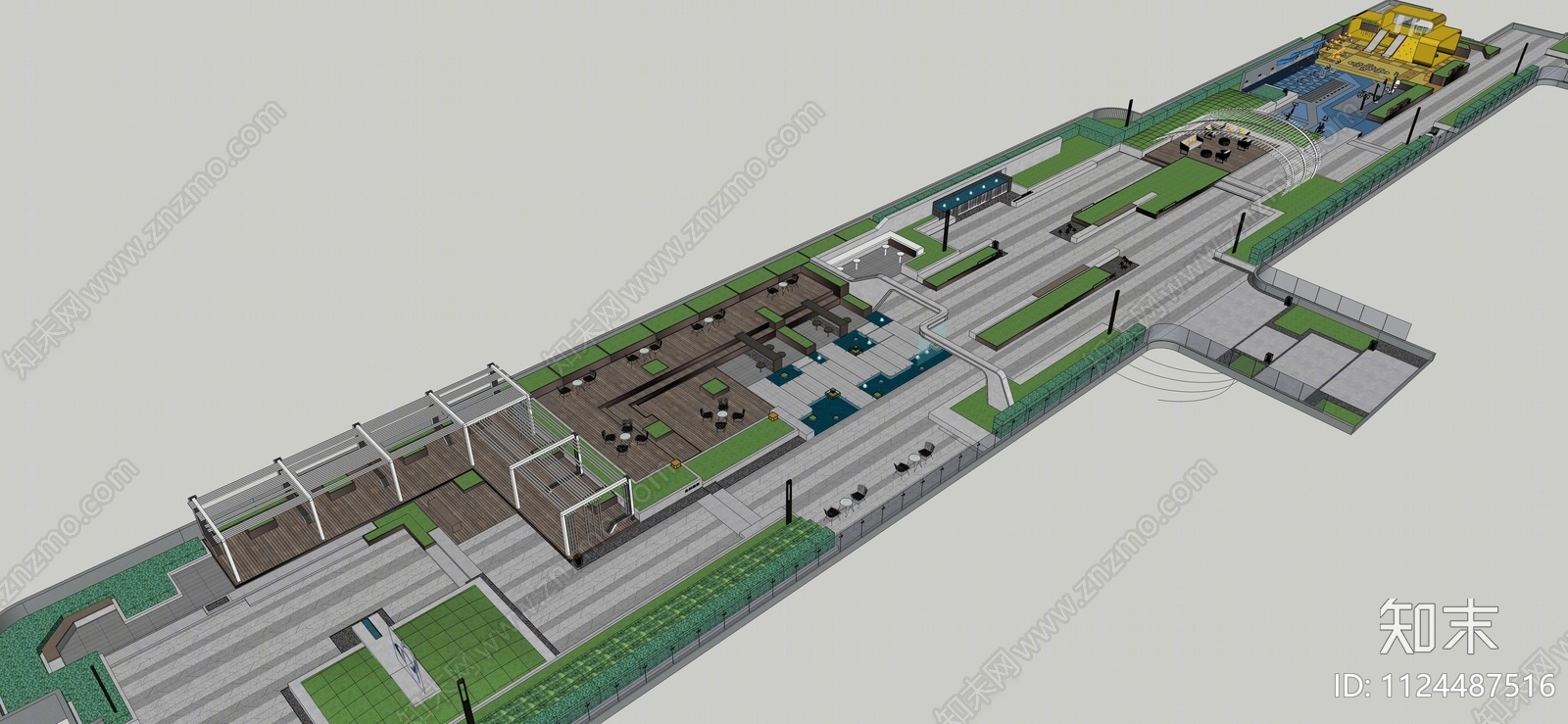 现代商业广场景观SU模型下载【ID:1124487516】