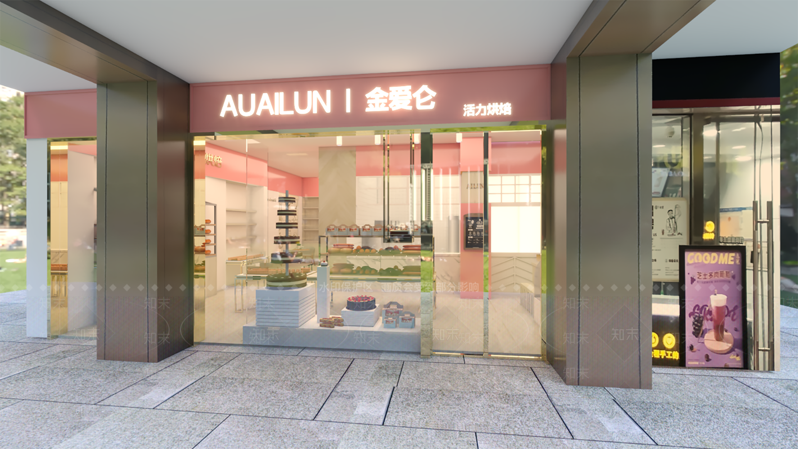 现代甜品店橱窗SU模型下载【ID:1124493119】