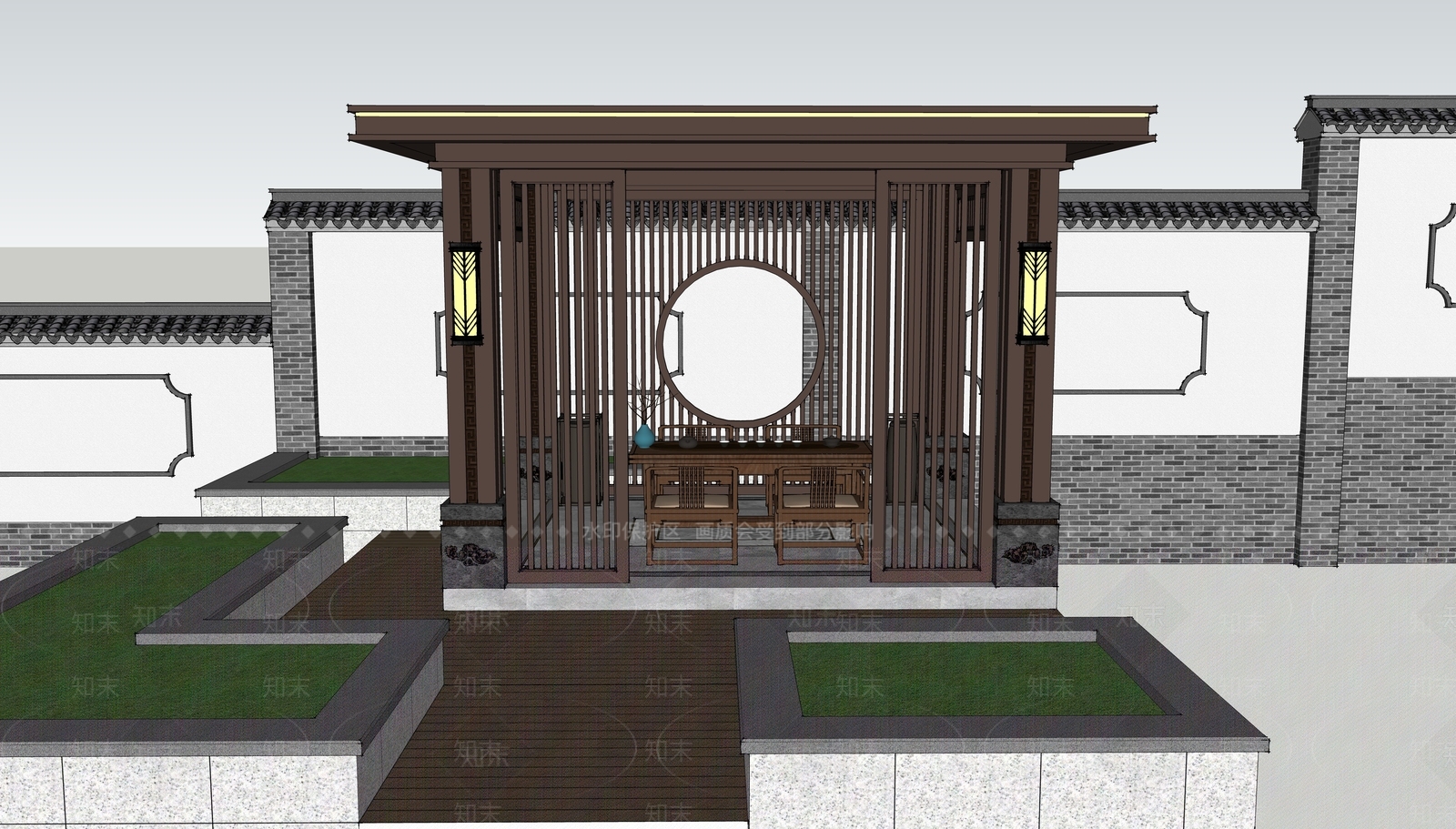 新中式亭子SU模型下载【ID:1124498071】