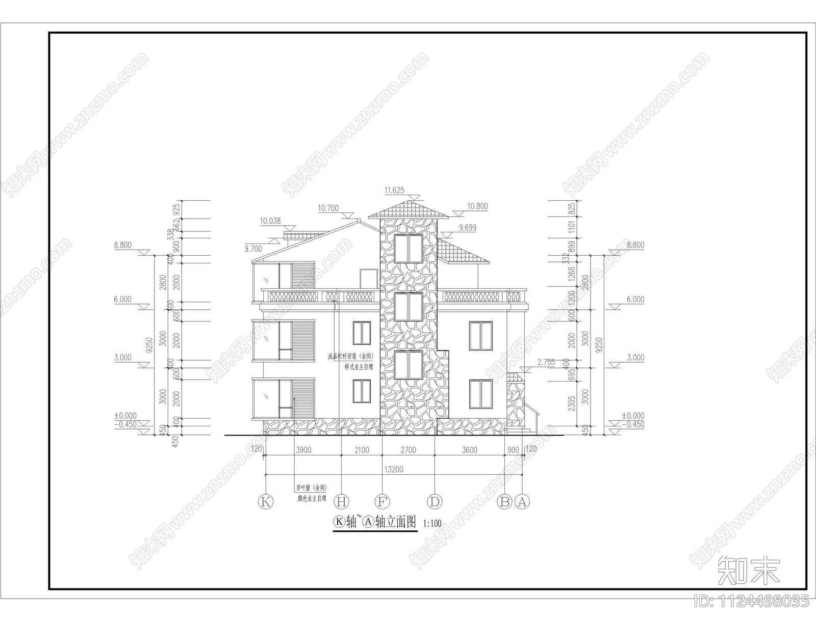 中式自建房cad施工图下载【ID:1124498035】