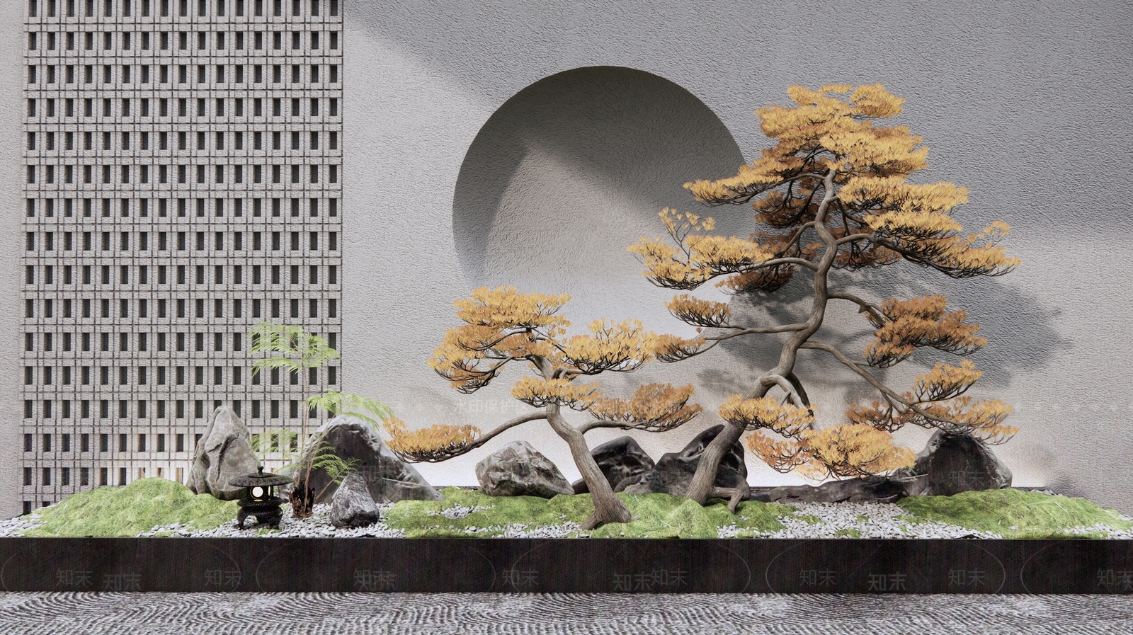 新中式松树景观造景3D模型下载【ID:1124498733】