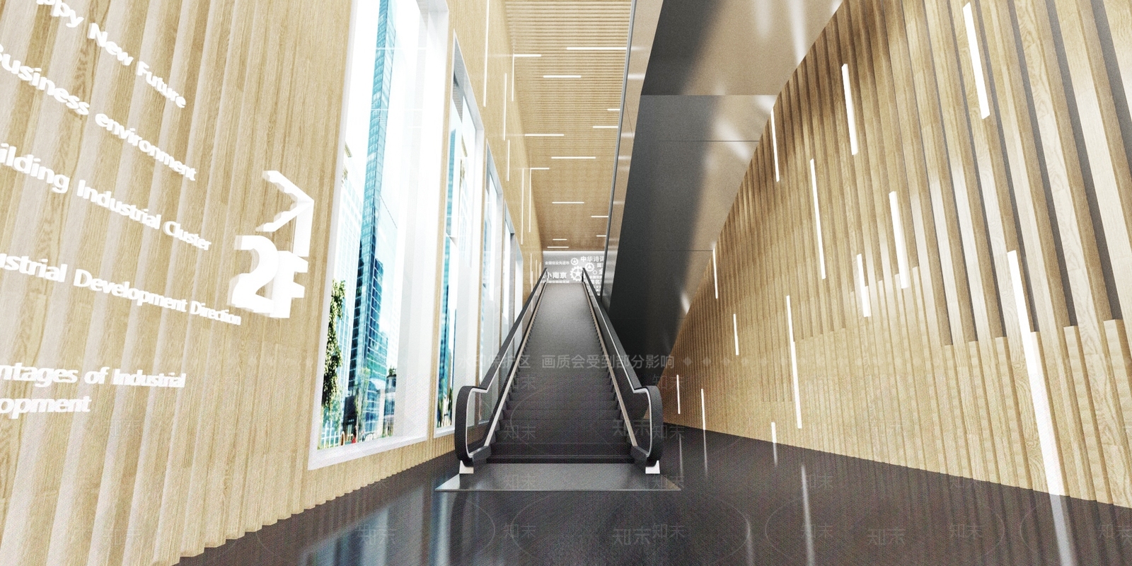 现代扶梯过道3D模型下载【ID:1124499747】