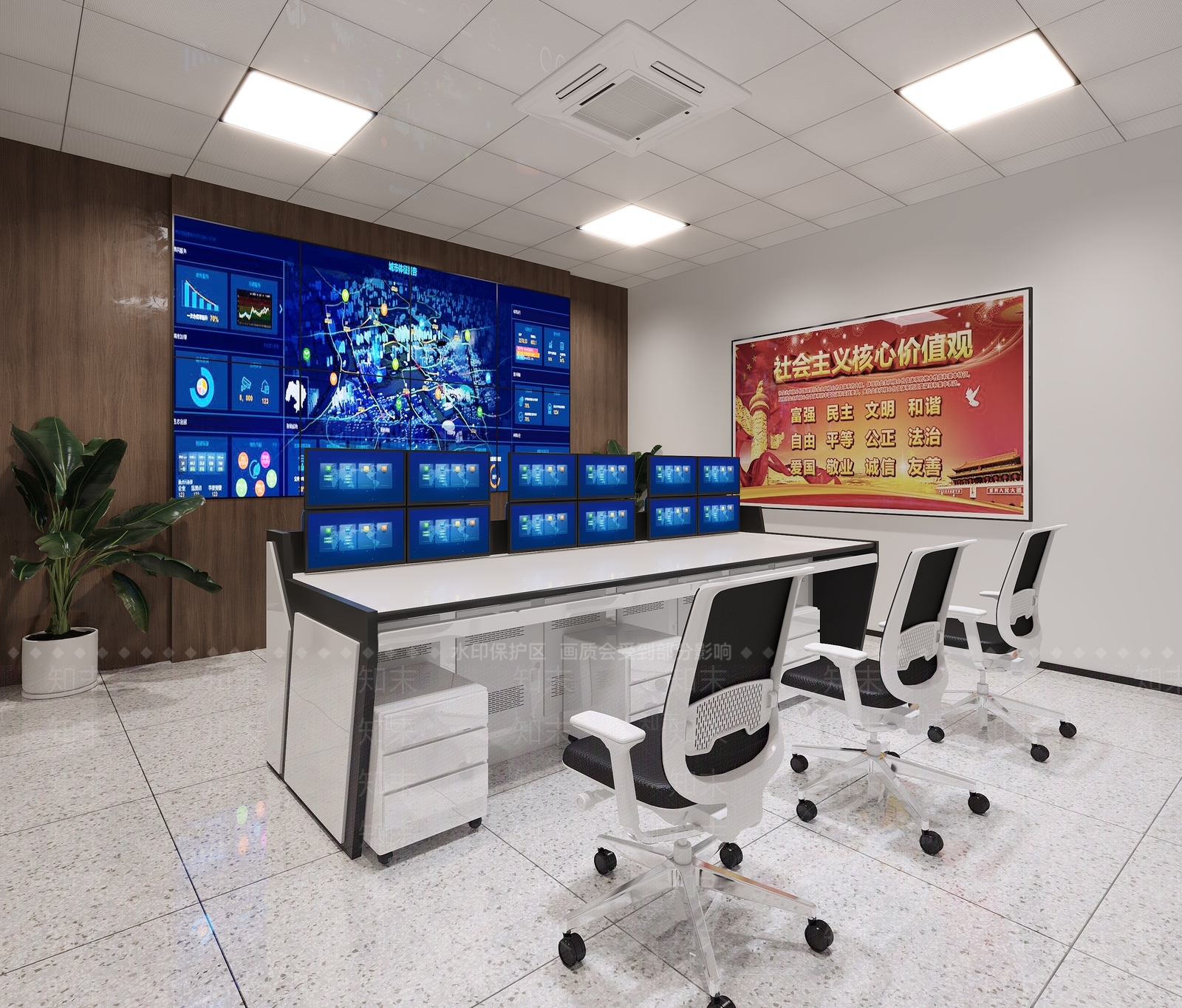 现代监控室3D模型下载【ID:1124500042】