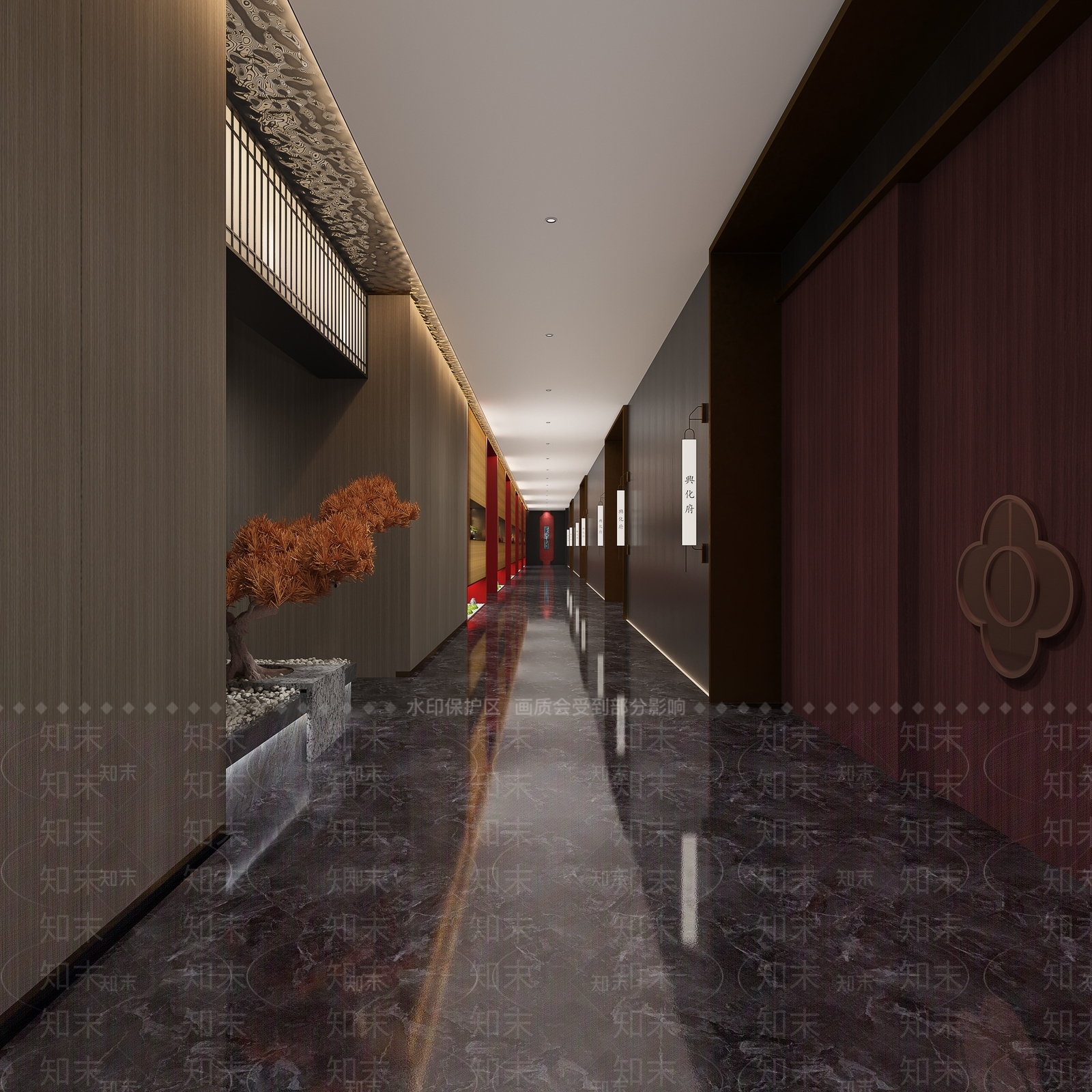 新中式酒店酒店玄关过道3D模型下载【ID:1124500630】_知末3d模型网