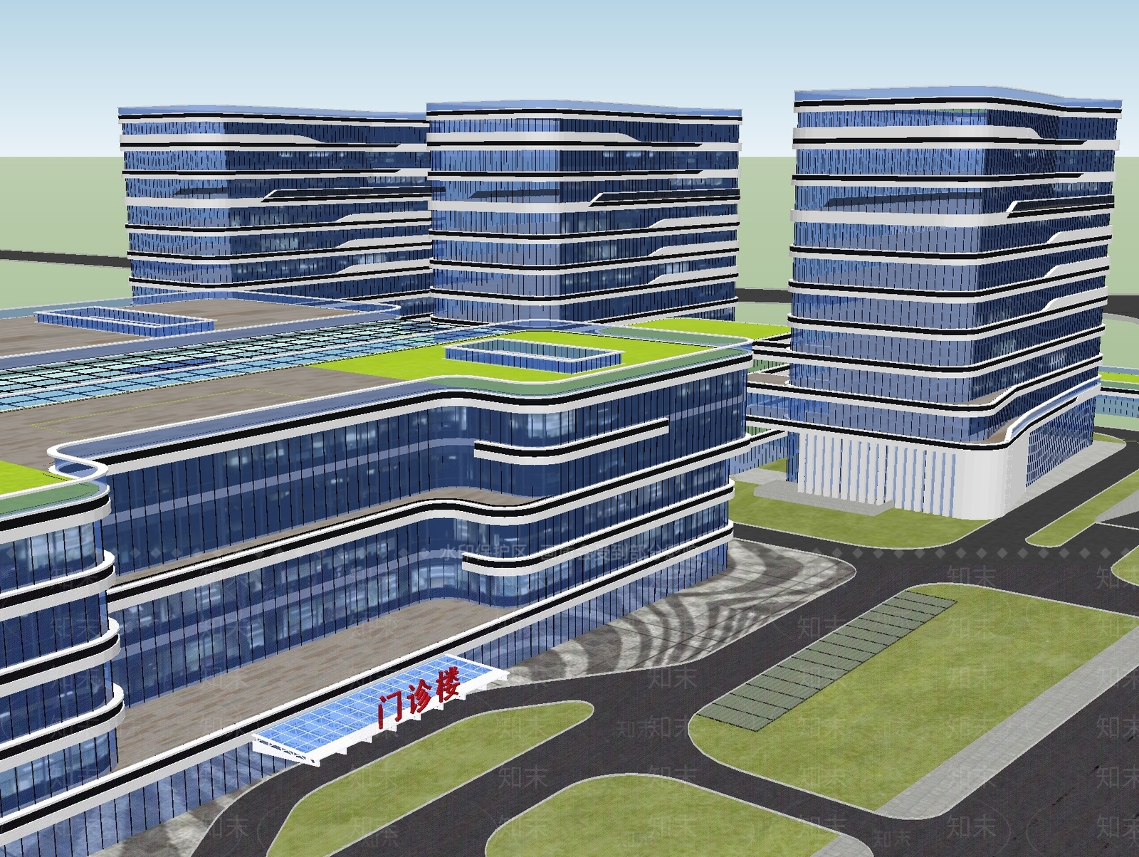 现代医疗建筑SU模型下载【ID:1124500327】