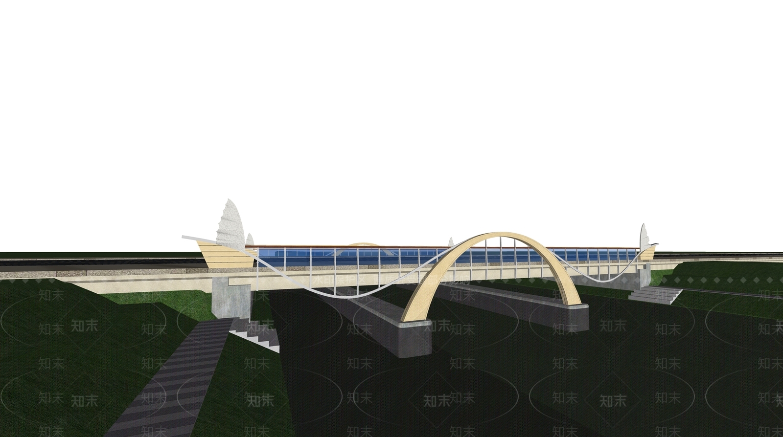现代公路大桥SU模型下载【ID:1124501996】