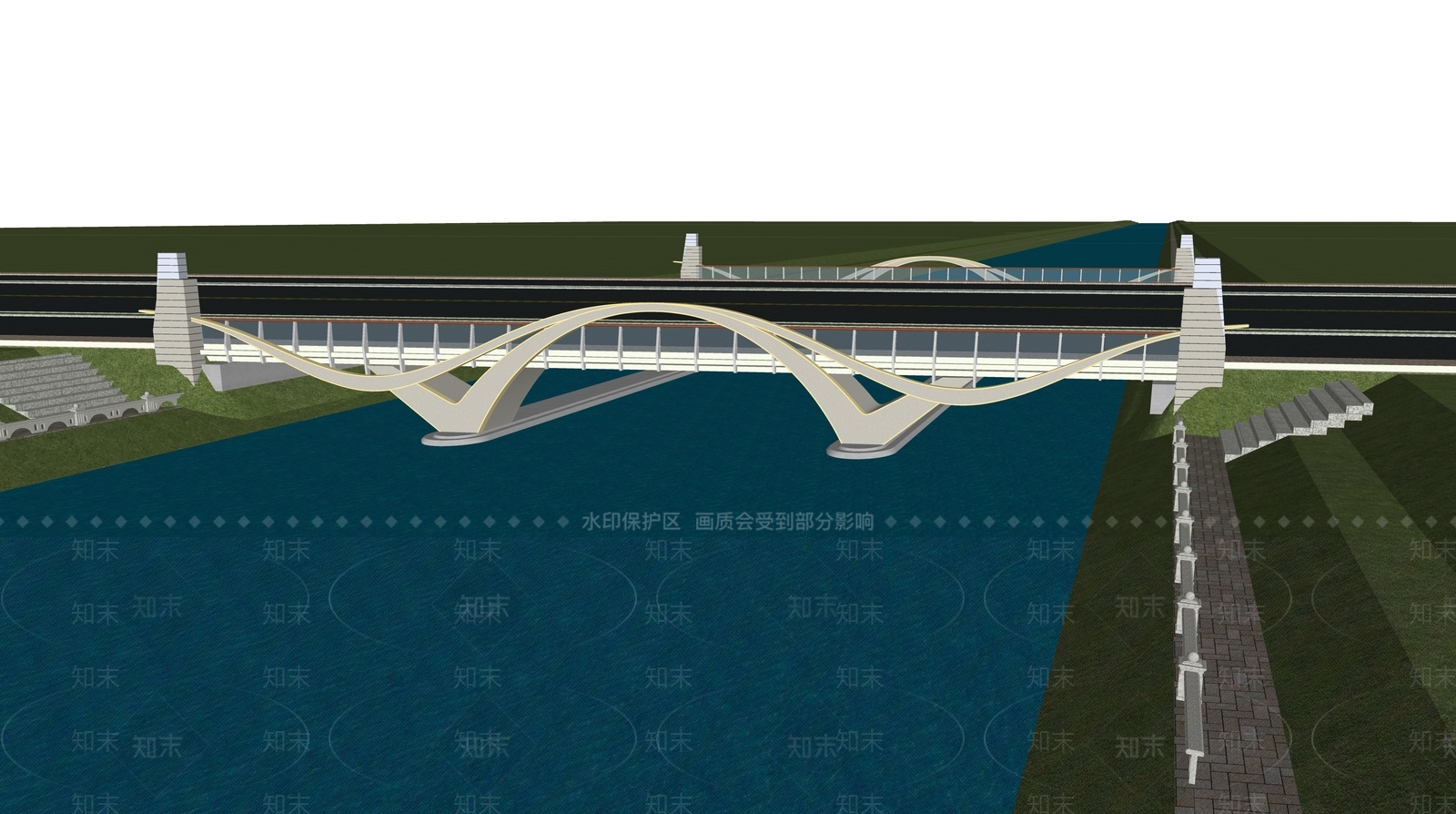现代公路大桥SU模型下载【ID:1124503031】