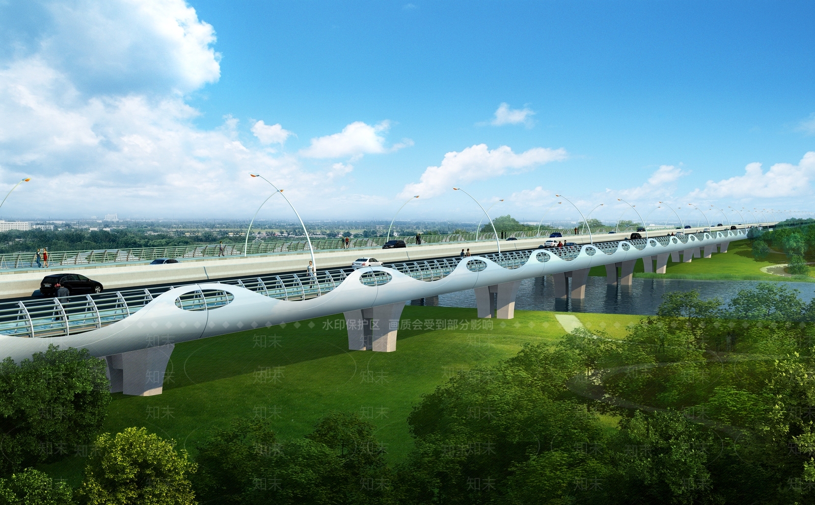 现代公路大桥SU模型下载【ID:1124503210】