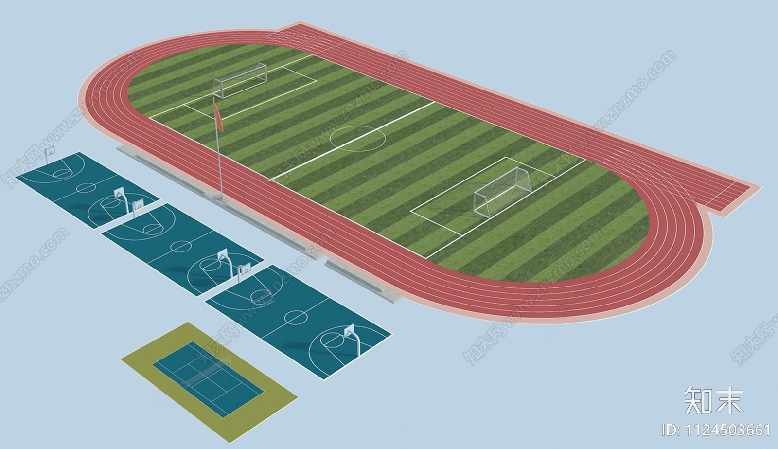 现代户外球场SU模型下载【ID:1124503661】