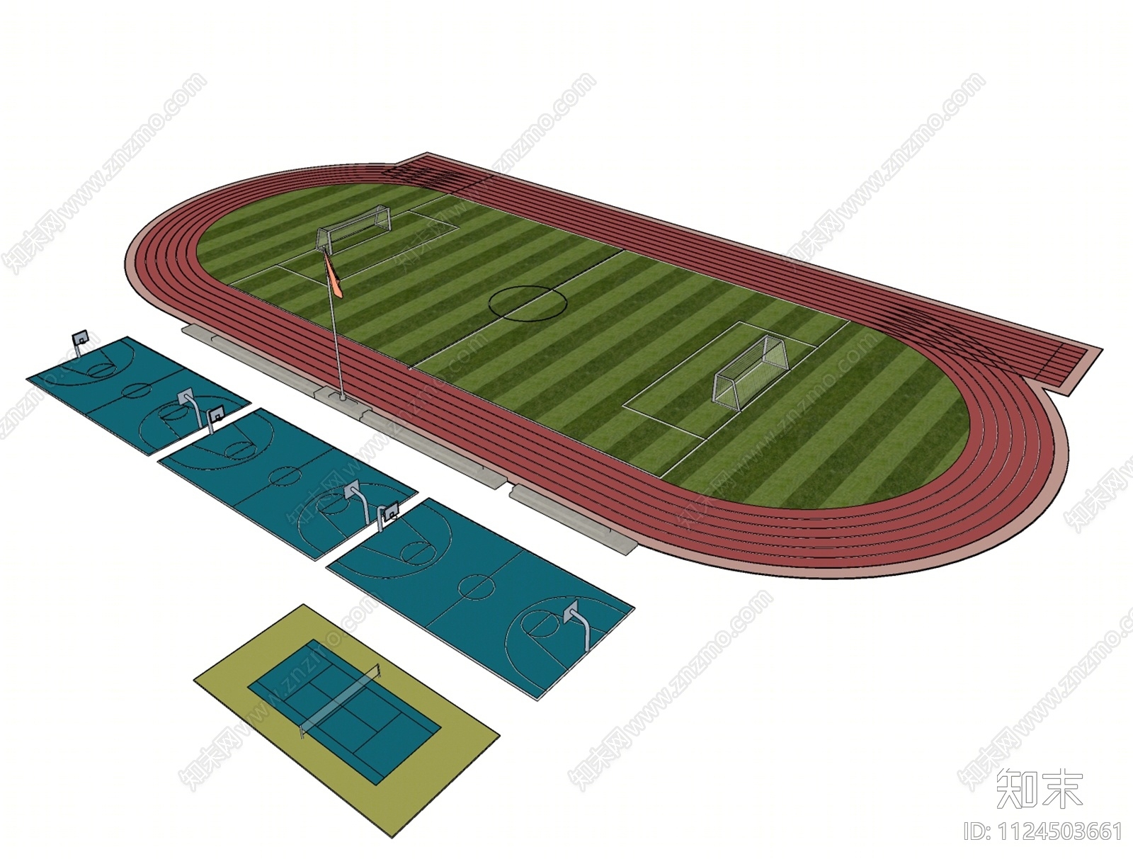 现代户外球场SU模型下载【ID:1124503661】