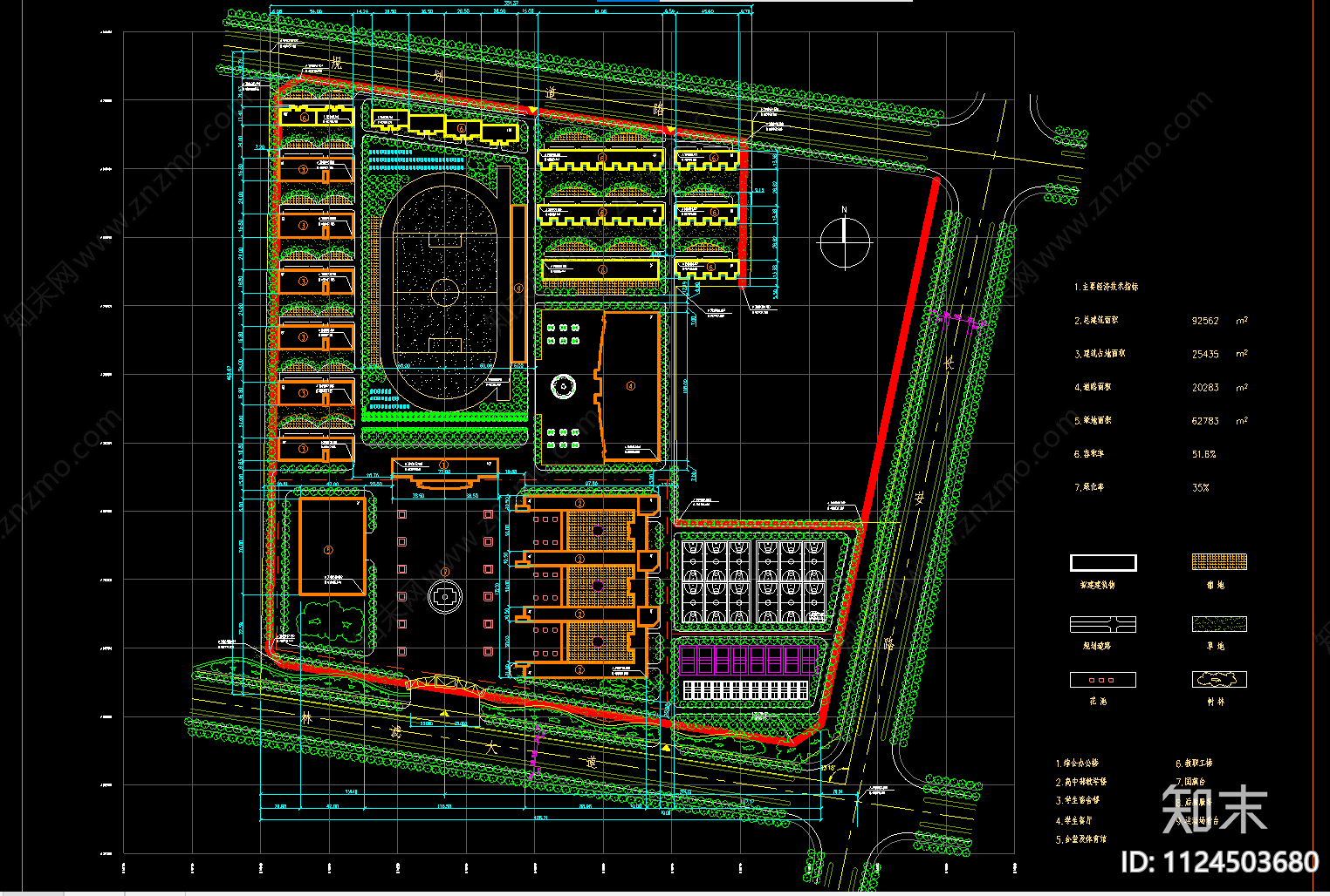 某中学总平面图施工图下载【ID:1124503680】