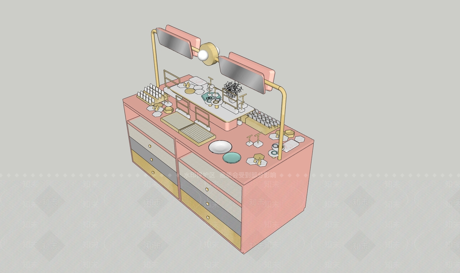 现代饰品展示货架SU模型下载【ID:1124505550】