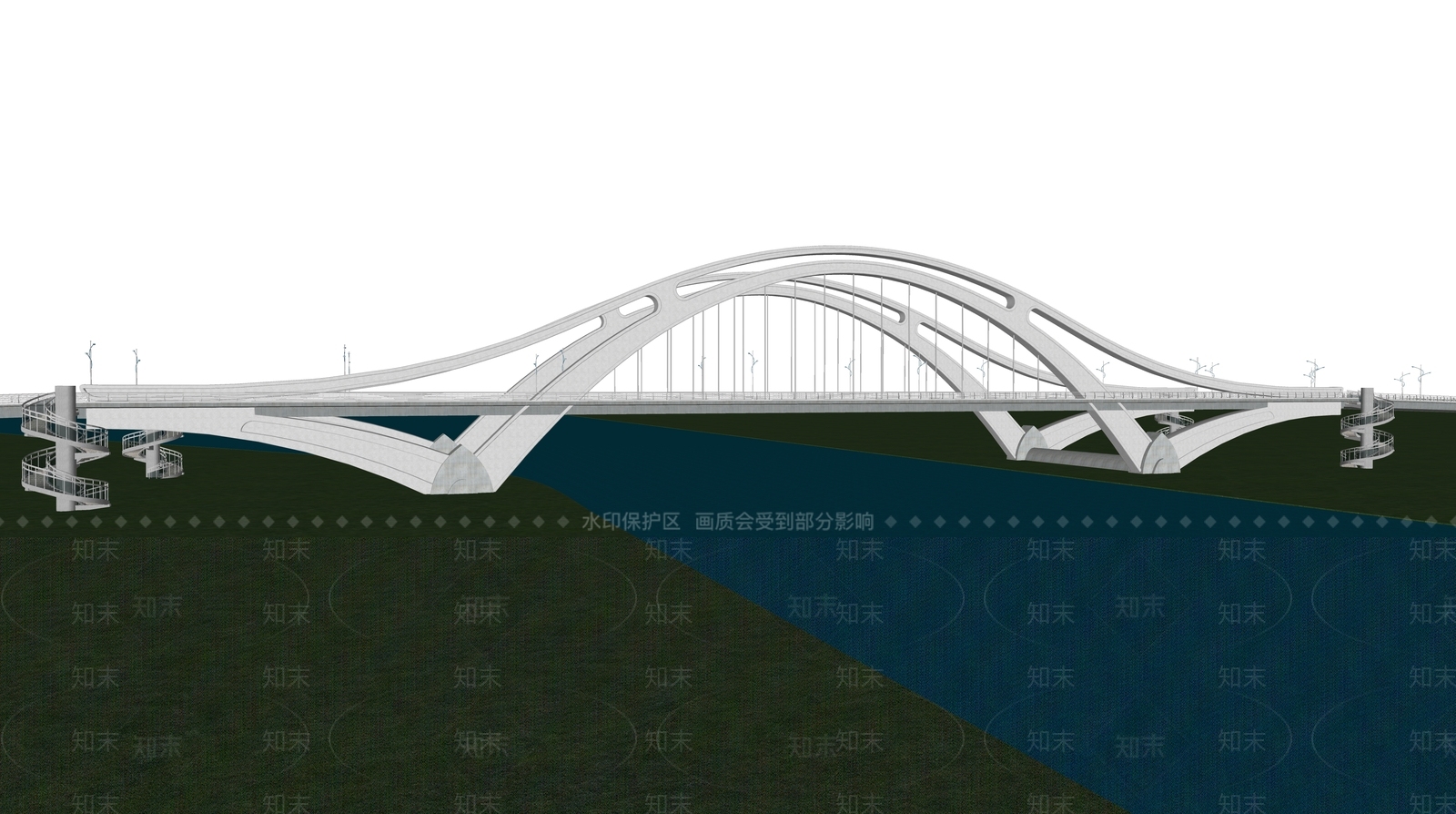 现代公路大桥SU模型下载【ID:1124505832】