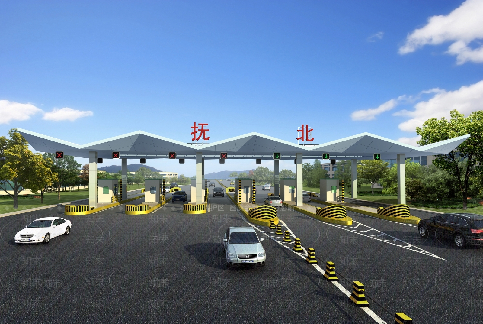 现代小型高速收费站SU模型下载【ID:1124507097】