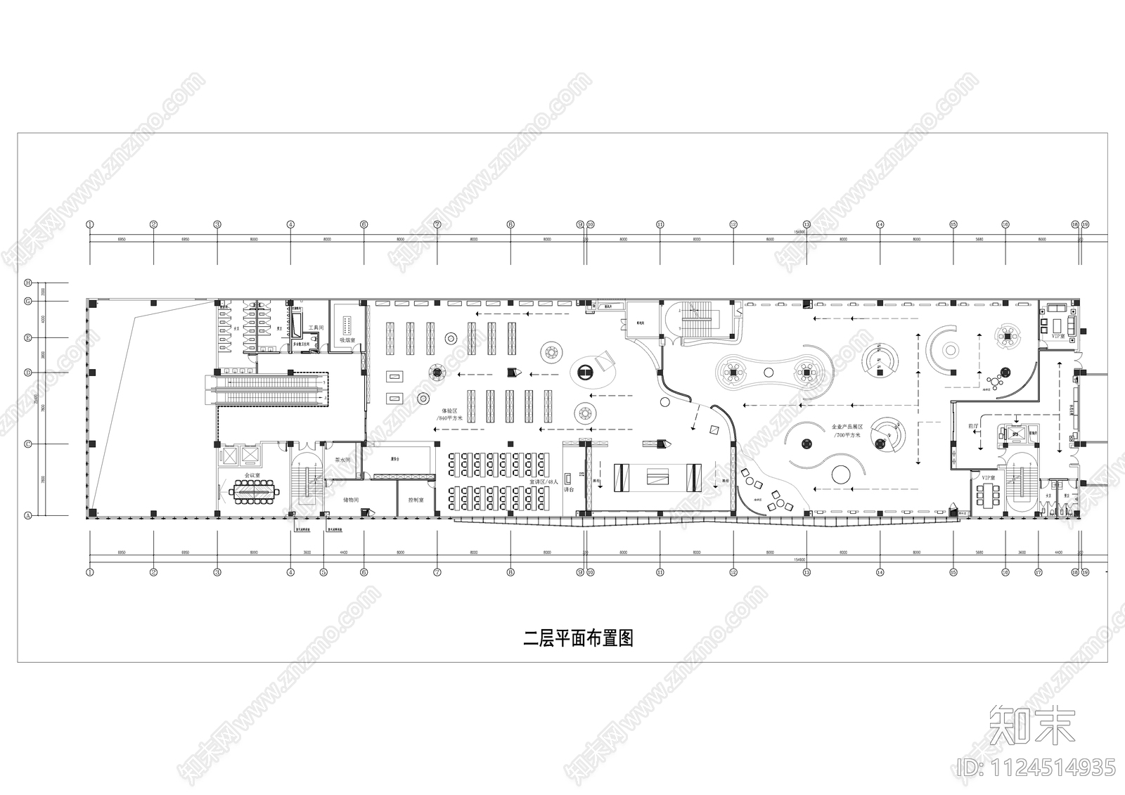 5000㎡企业展厅平面方案cad施工图下载【ID:1124514935】