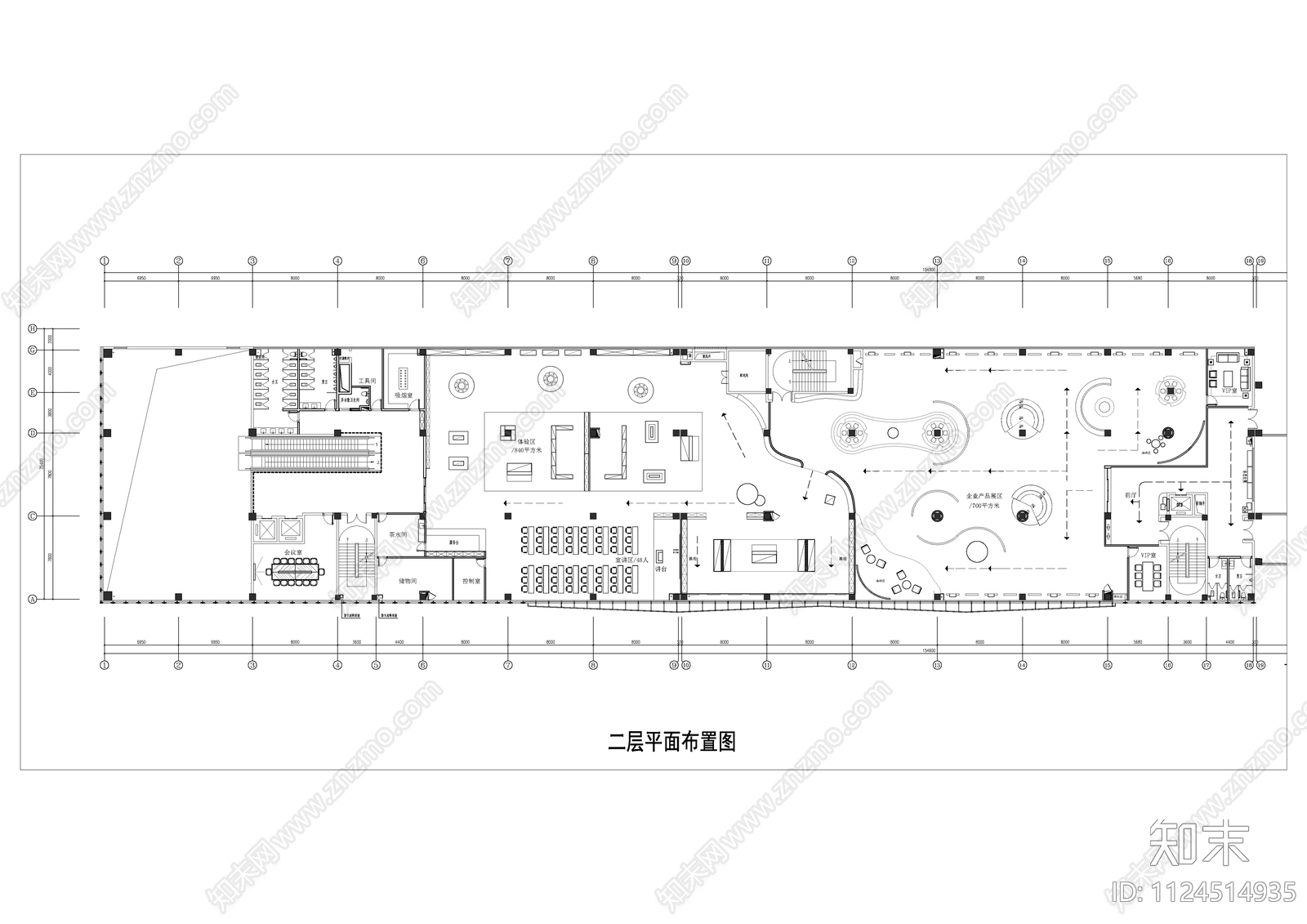 5000㎡企业展厅平面方案cad施工图下载【ID:1124514935】