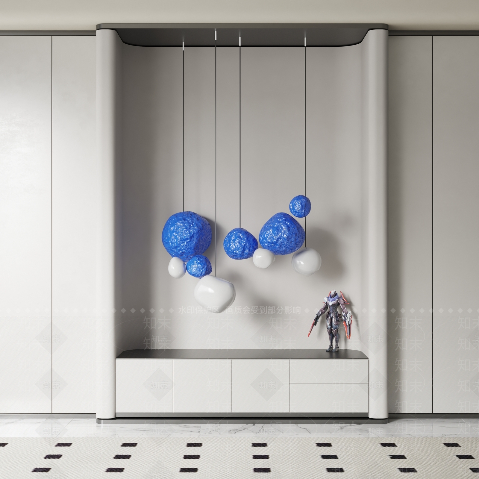 现代石头吊灯3D模型下载【ID:1124523889】