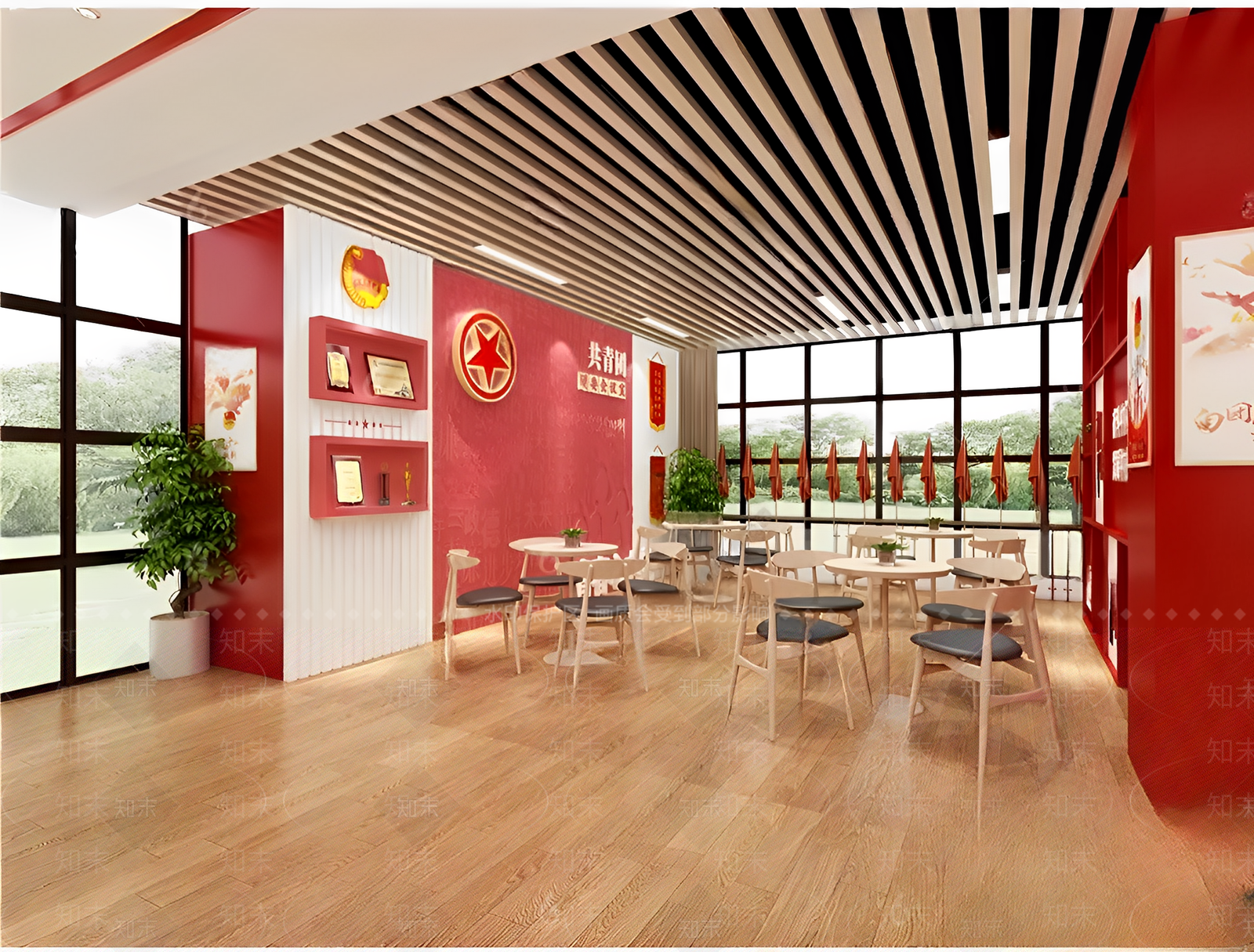 现代党建展厅SU模型下载【ID:1124526555】