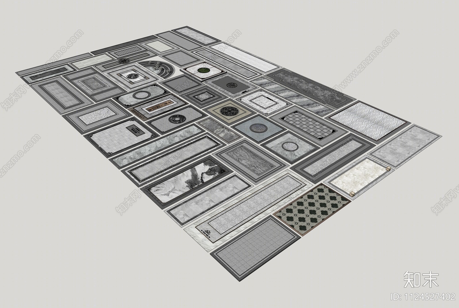 新中式铺地SU模型下载【ID:1124527402】