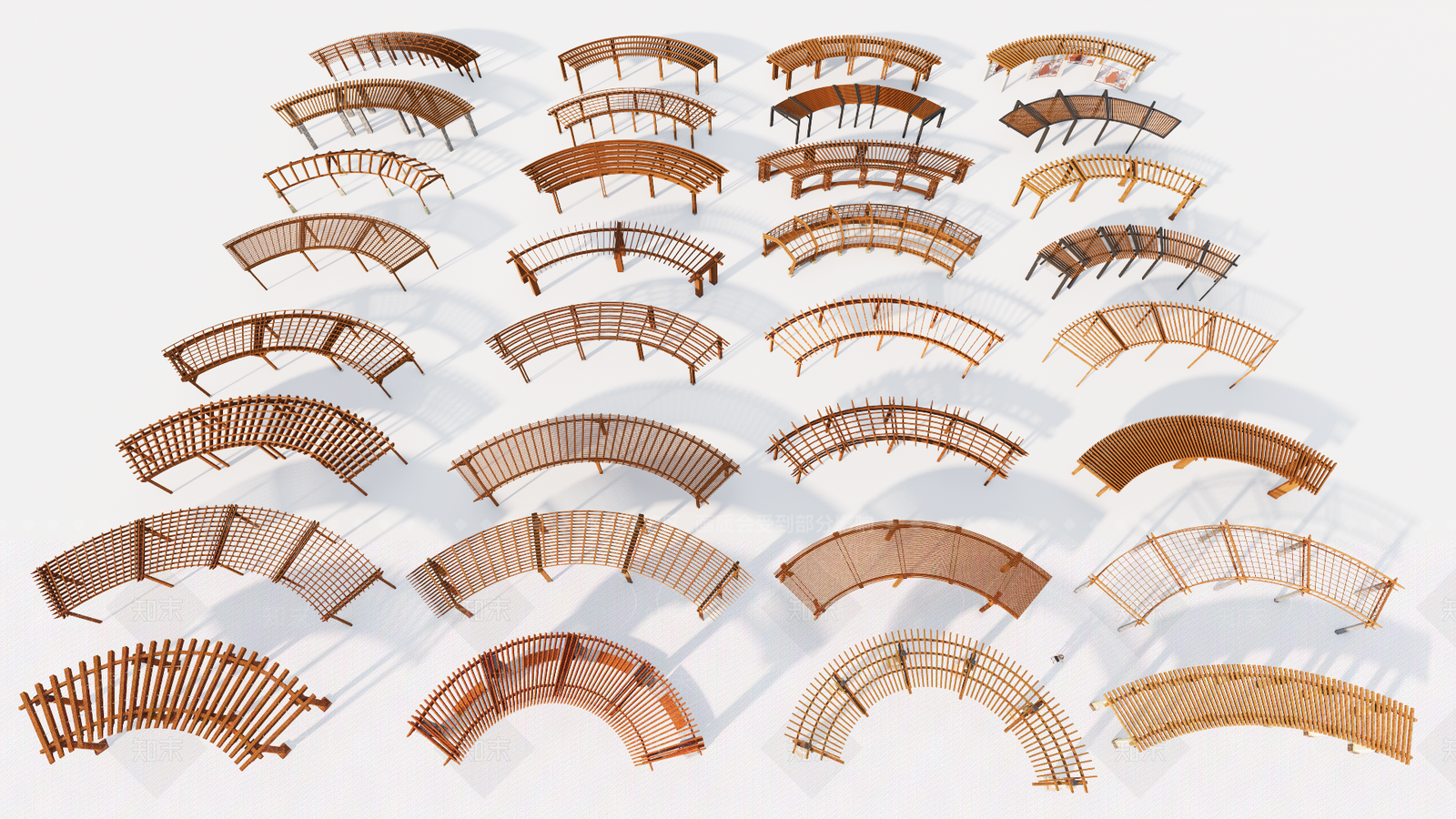 现代廊架花架SU模型下载【ID:1124530605】