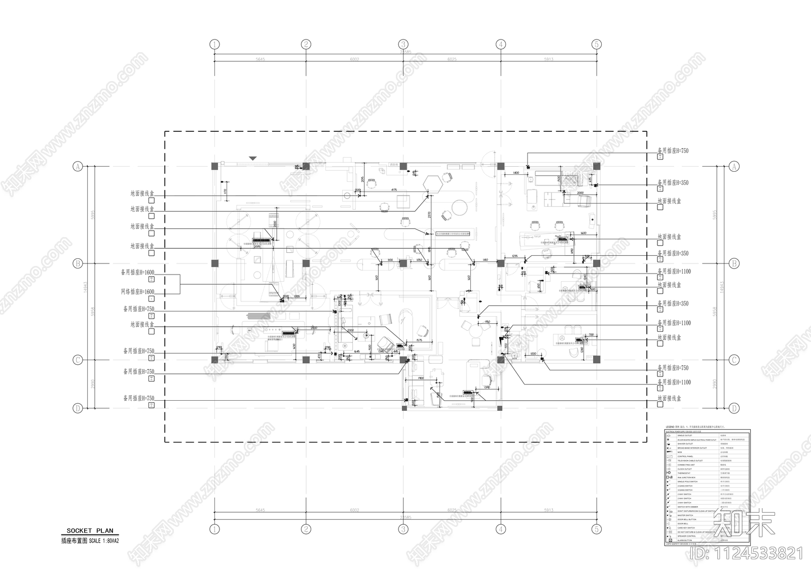 现代办公室cad施工图下载【ID:1124533821】