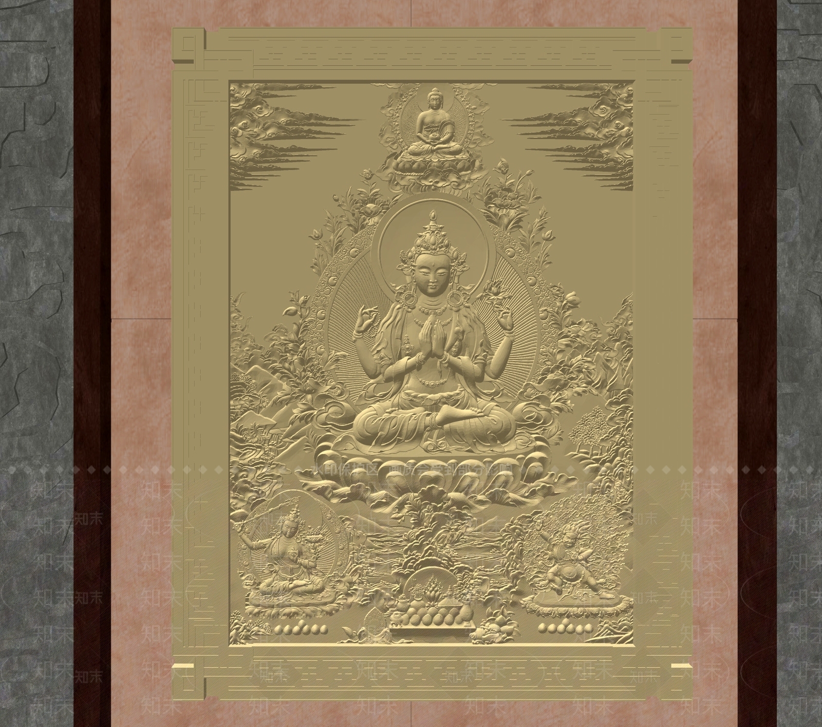 中式浮雕SU模型下载【ID:1124537082】