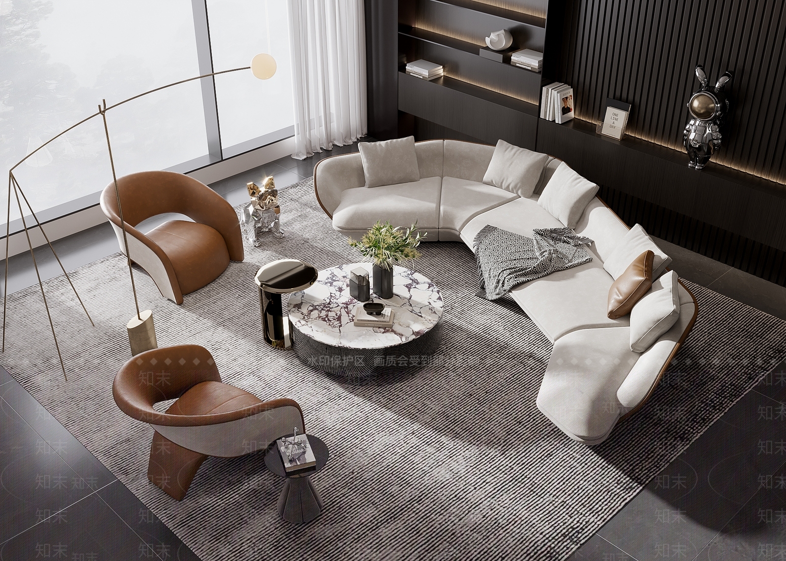 poliform现代沙发茶几组合3D模型下载【ID:1124537870】