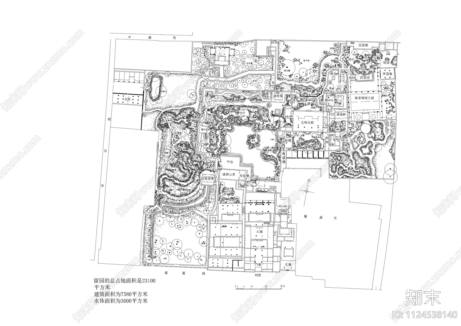 中式拙政留园网师园cad施工图下载【ID:1124538140】