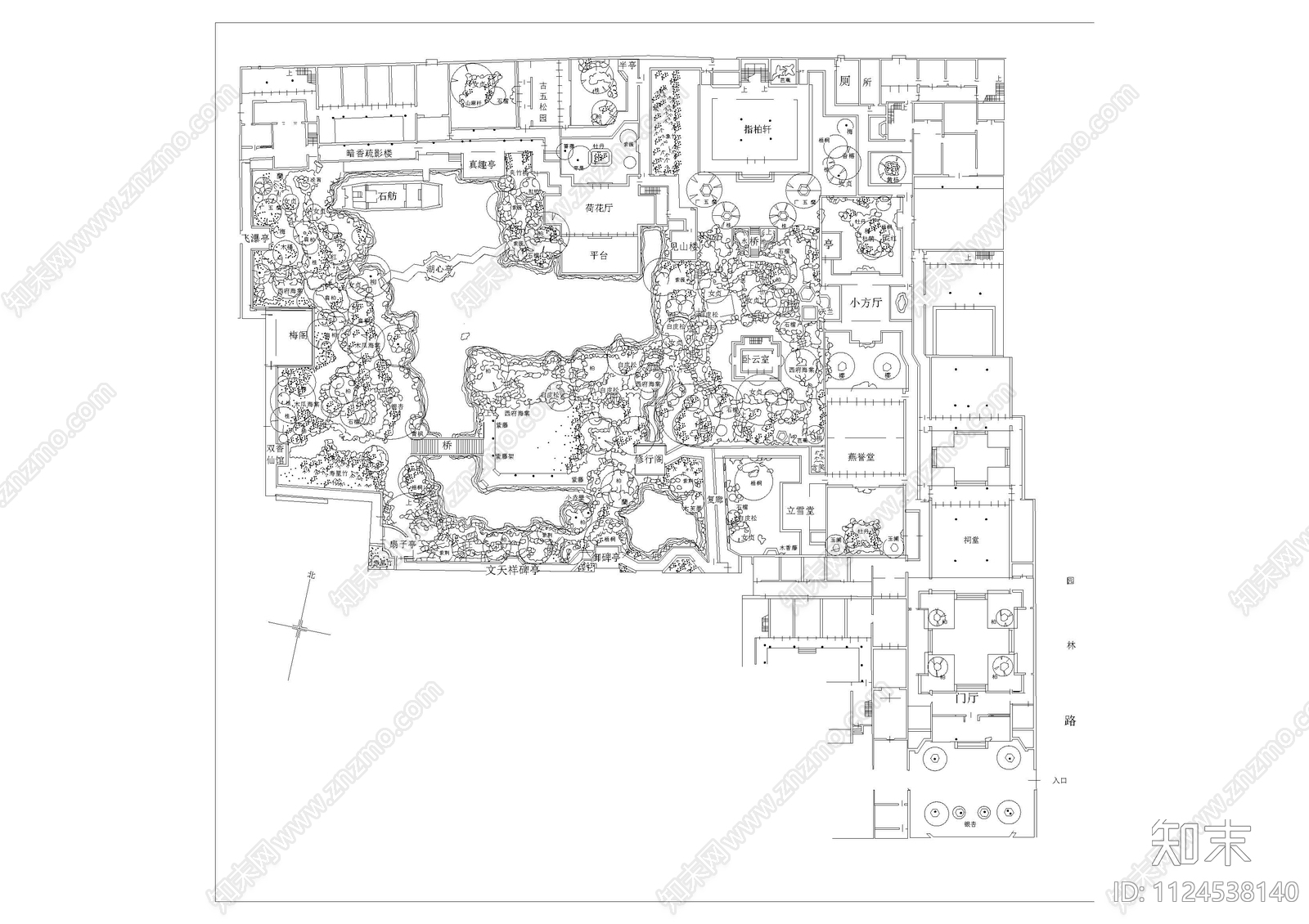 中式拙政留园网师园cad施工图下载【ID:1124538140】